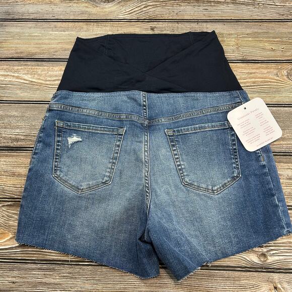 Isabel Maternity Distressed Cut Off Jean Shorts Size 6 - Picture 2 of 4
